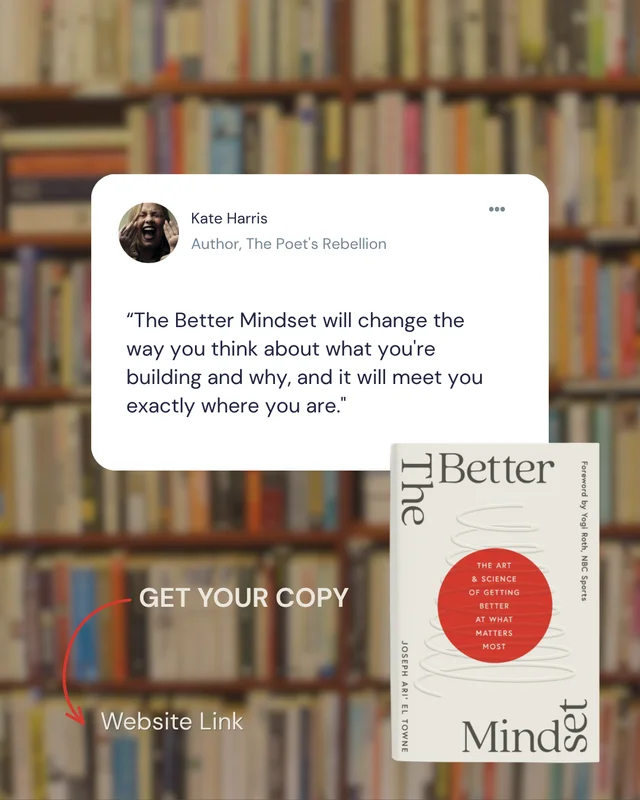 Kate Harris, Author, The Poet's Rebellion: “Most books about performance tell you to chase your best self. Joseph does something braver — he tells you to let that go. This book will change the way you think about what you're building and why, and it will meet you exactly where you are.”